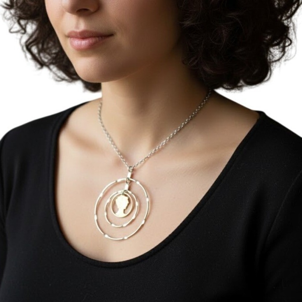 Vintage 1935 Mercury Dime Cut‎ Out Coin Pendant Necklace 90% Silver